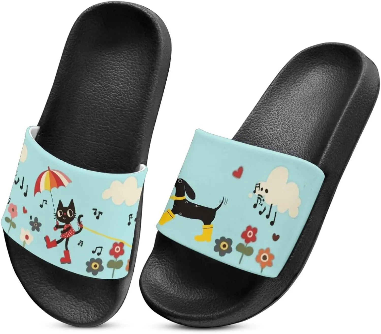Cute Animals Summer Slippers for Boys Girls Indoor Kids Slide Sandals Comfort Cushion Footbed House Slipper