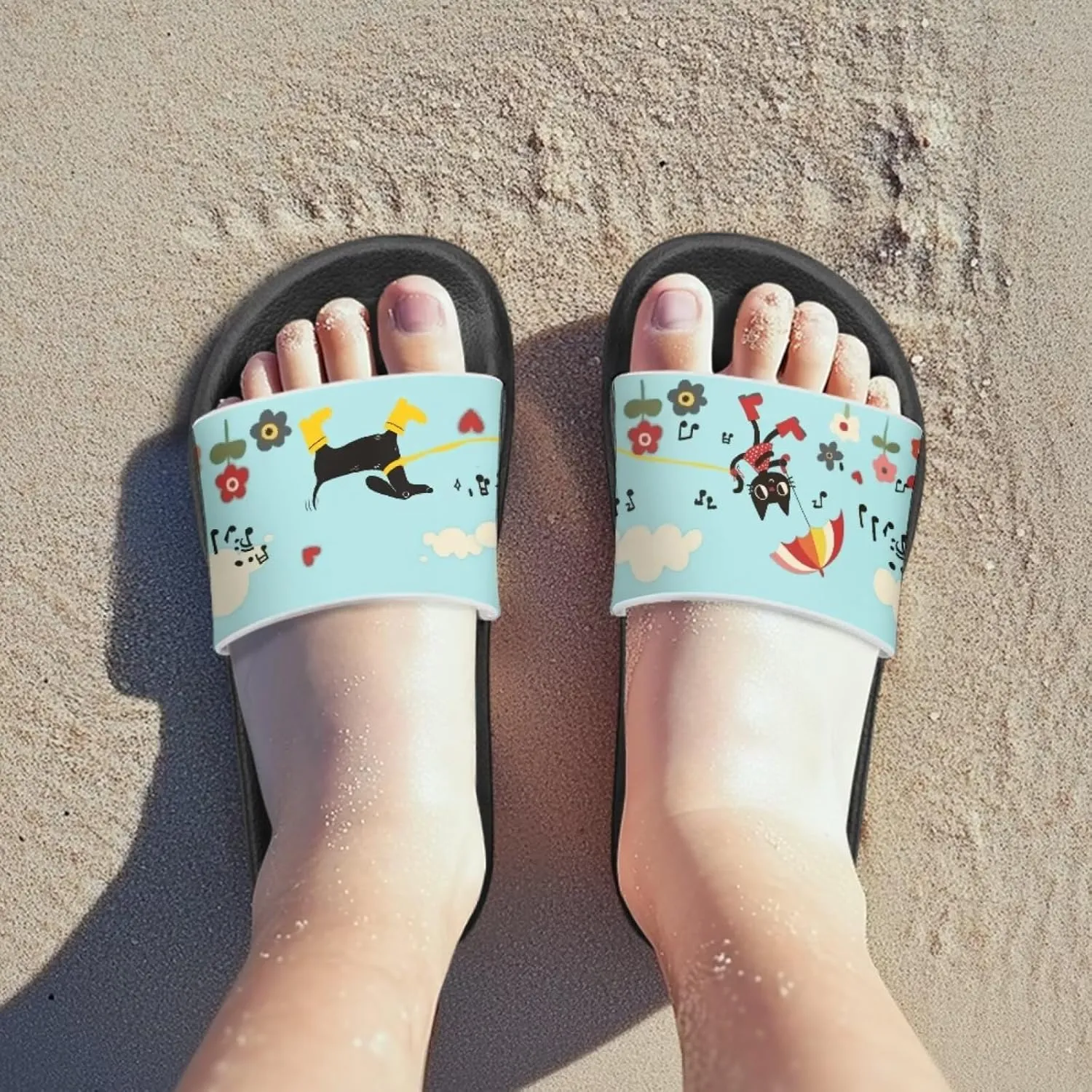 Cute Animals Summer Slippers for Boys Girls Indoor Kids Slide Sandals Comfort Cushion Footbed House Slipper