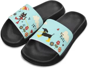 Cute Animals Summer Slippers for Boys Girls Indoor Kids Slide Sandals Comfort Cushion Footbed House Slipper