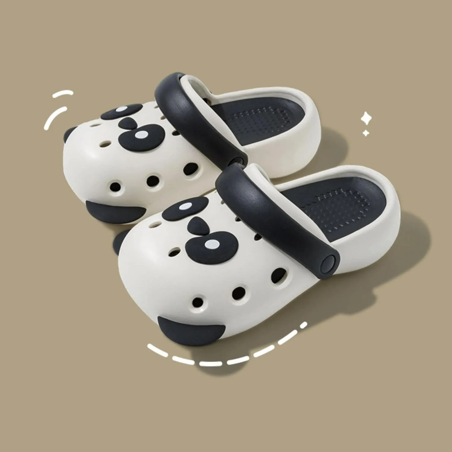 Cute Panda Parent-Child Thick Sole Slippers Women Clogs with Hole EVA Y2K Platform Height Increase Outdoor Travel Beach Sandals