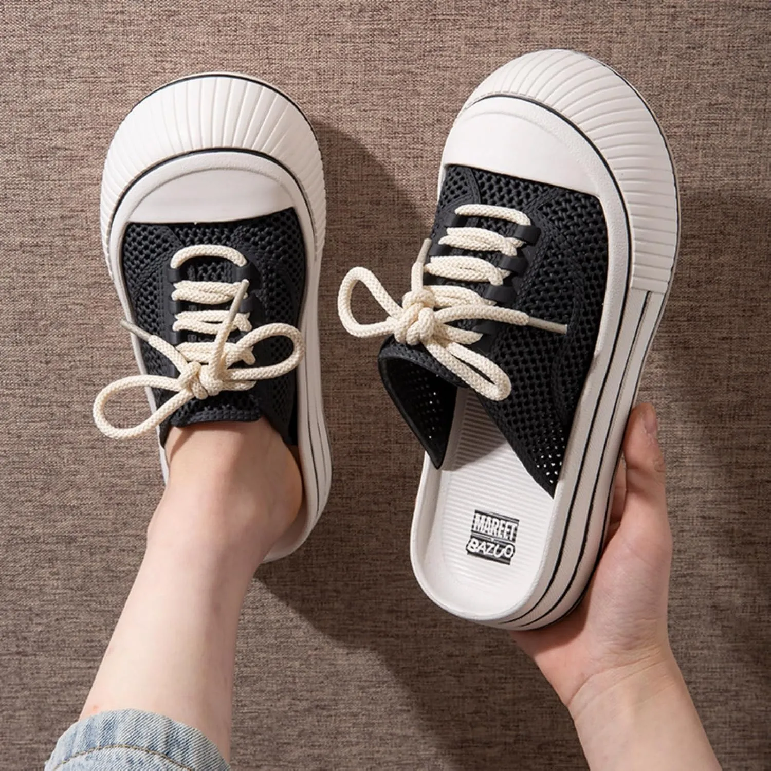 Cute Thick Sole Slippers Women Slide-On Clogs EVA 1.6" Y2K Platform Height Increase Run Small Outdoor Travel Beach Sandals
