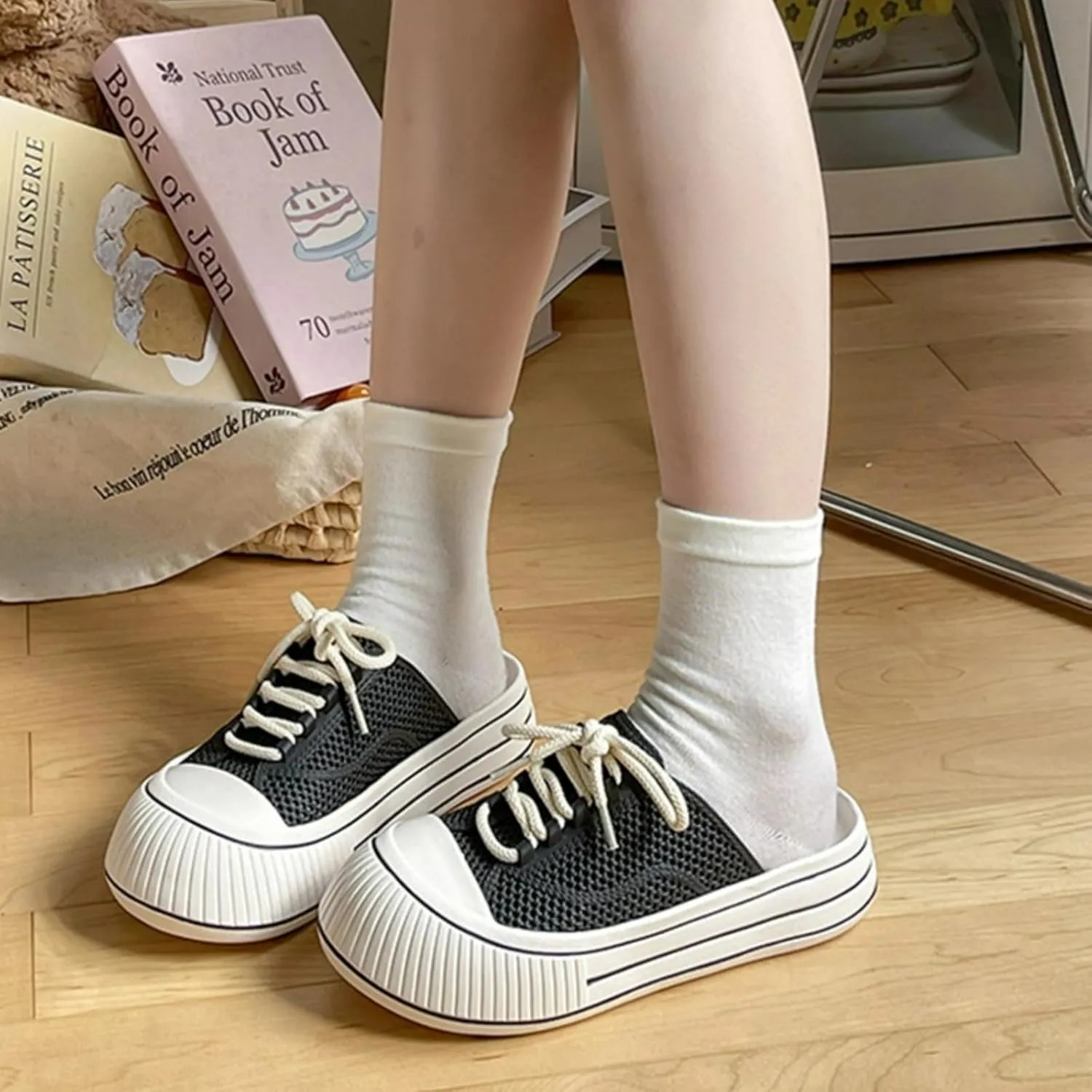 Cute Thick Sole Slippers Women Slide-On Clogs EVA 1.6" Y2K Platform Height Increase Run Small Outdoor Travel Beach Sandals