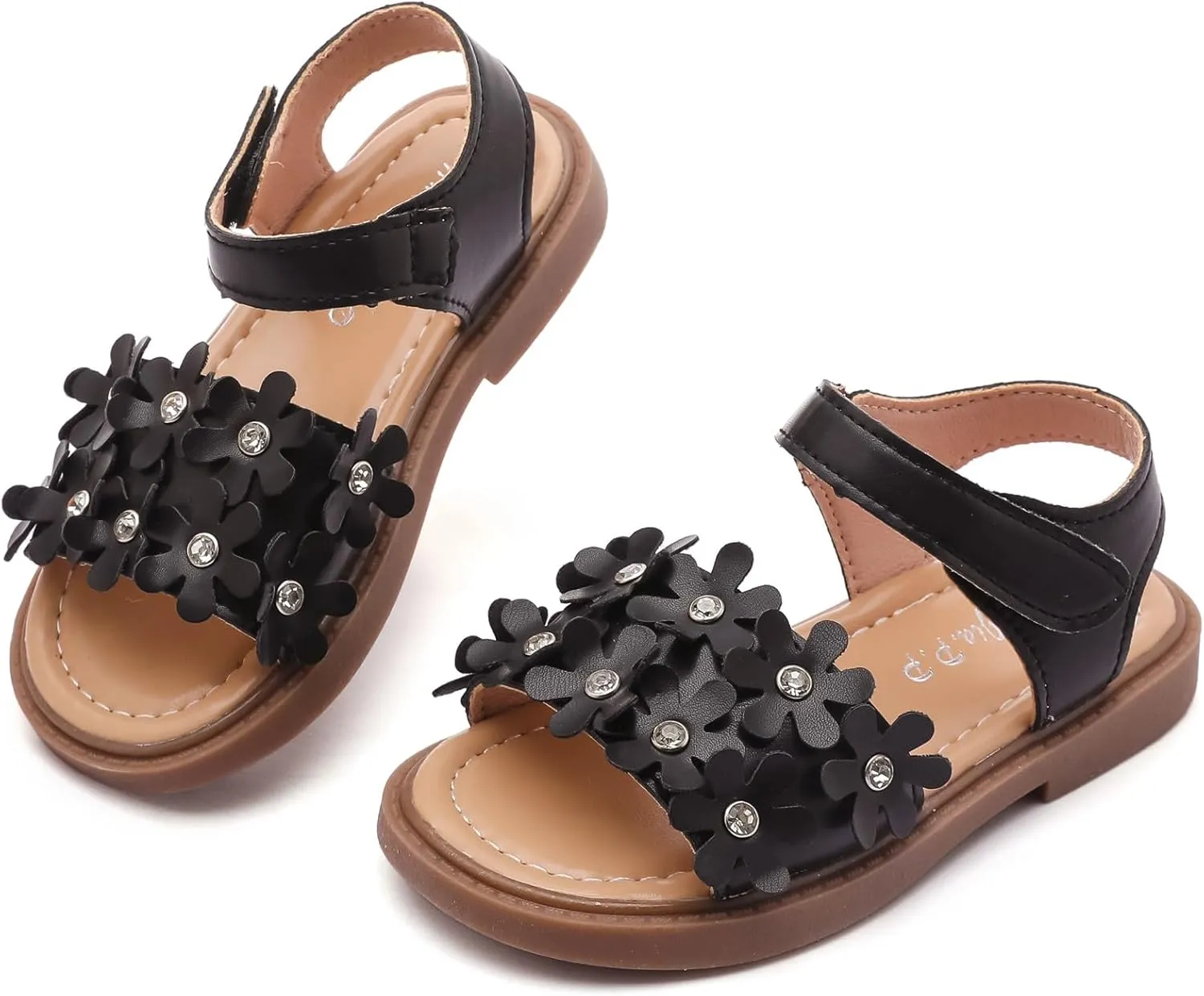 DADAWEN Girl's Summer Beach Water Sandals Soft Sole T-Strap Flat Sandal (Toddler/Little Kid)