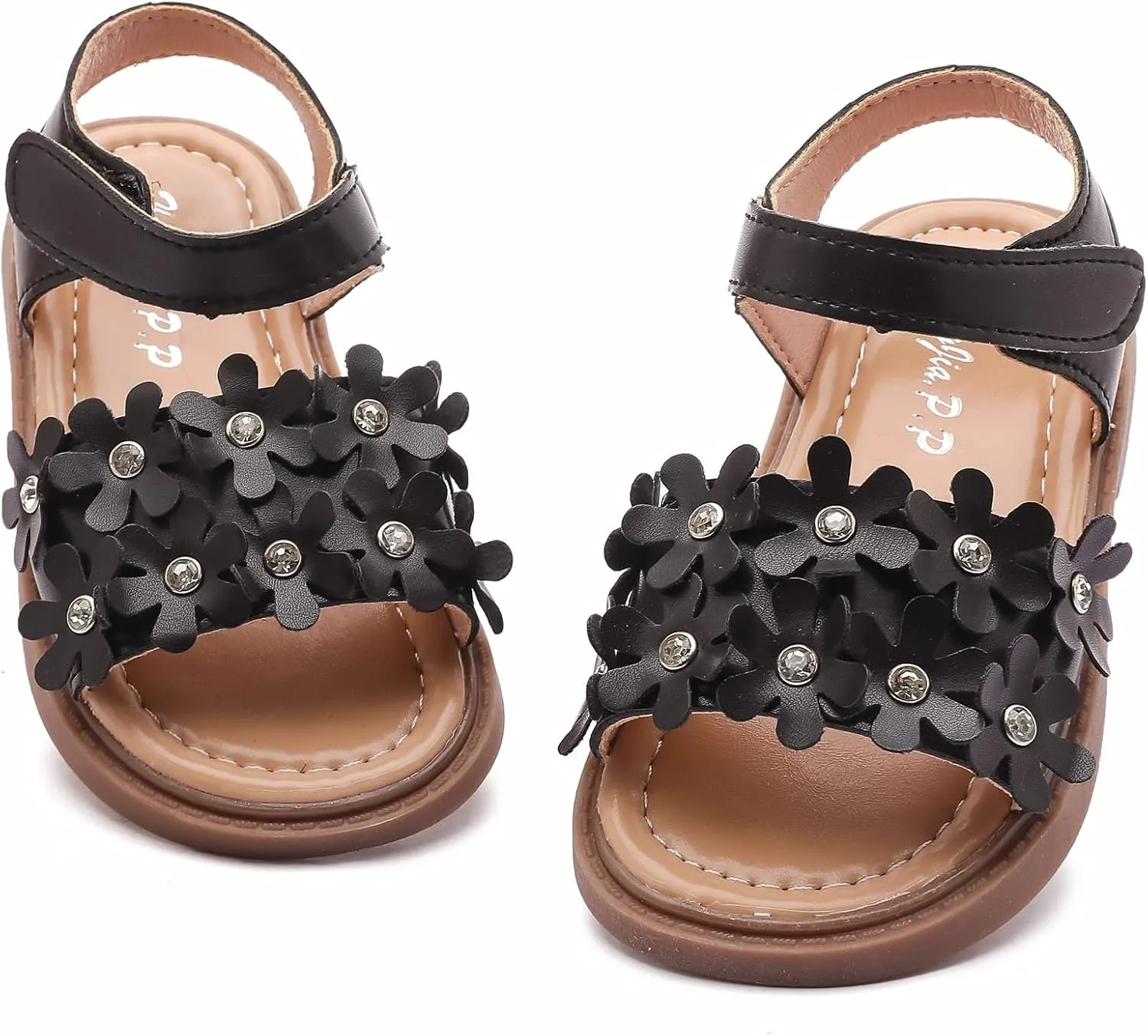 DADAWEN Girl's Summer Beach Water Sandals Soft Sole T-Strap Flat Sandal (Toddler/Little Kid)