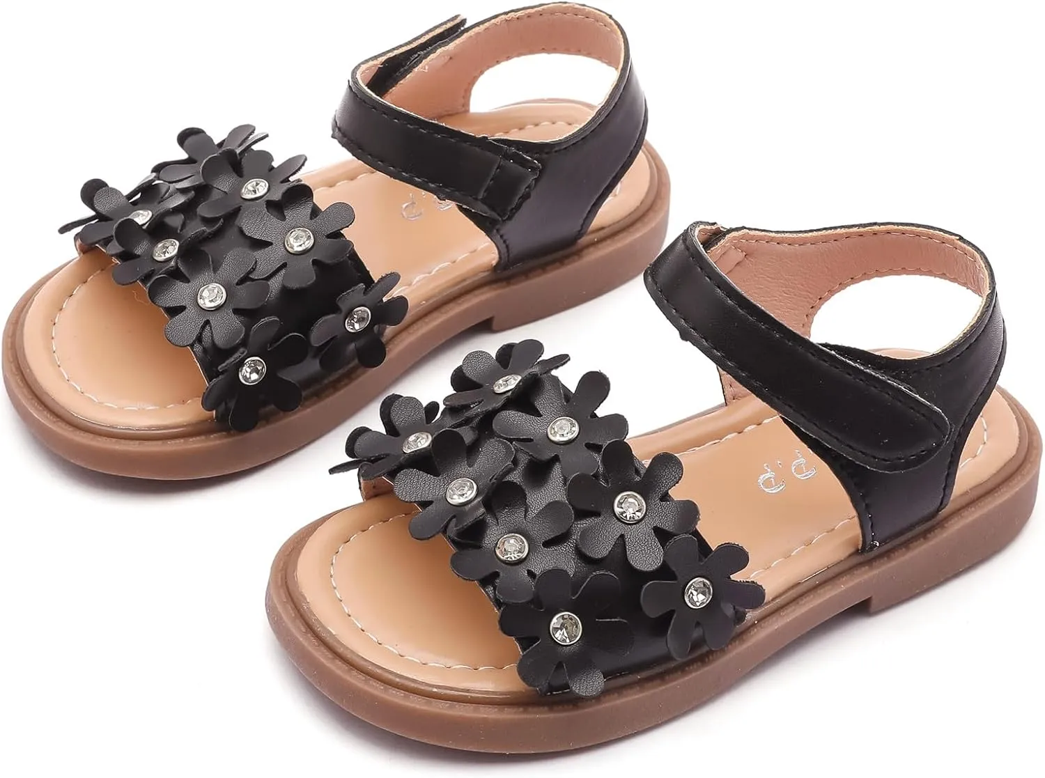 DADAWEN Girl's Summer Beach Water Sandals Soft Sole T-Strap Flat Sandal (Toddler/Little Kid)