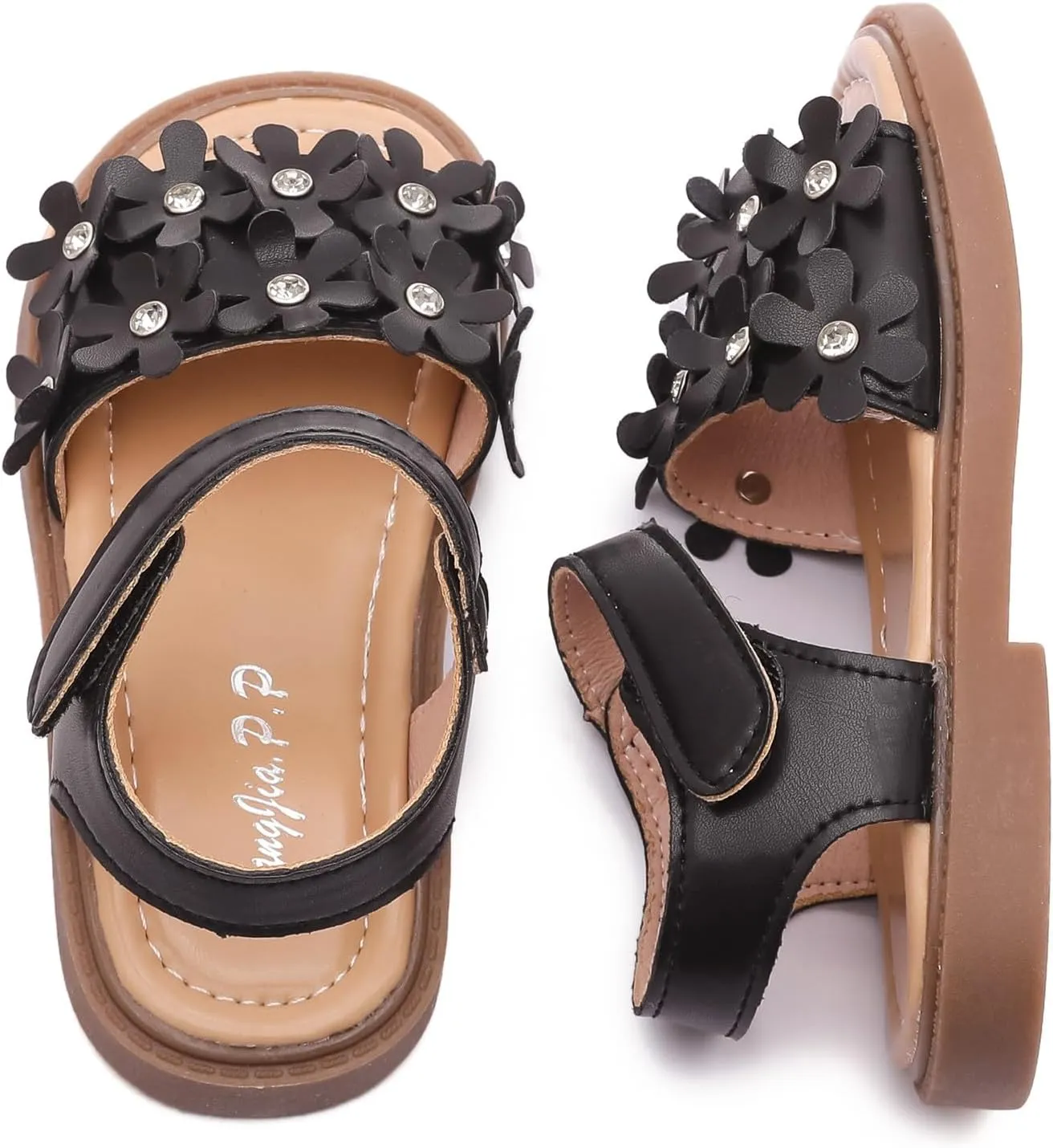DADAWEN Girl's Summer Beach Water Sandals Soft Sole T-Strap Flat Sandal (Toddler/Little Kid)