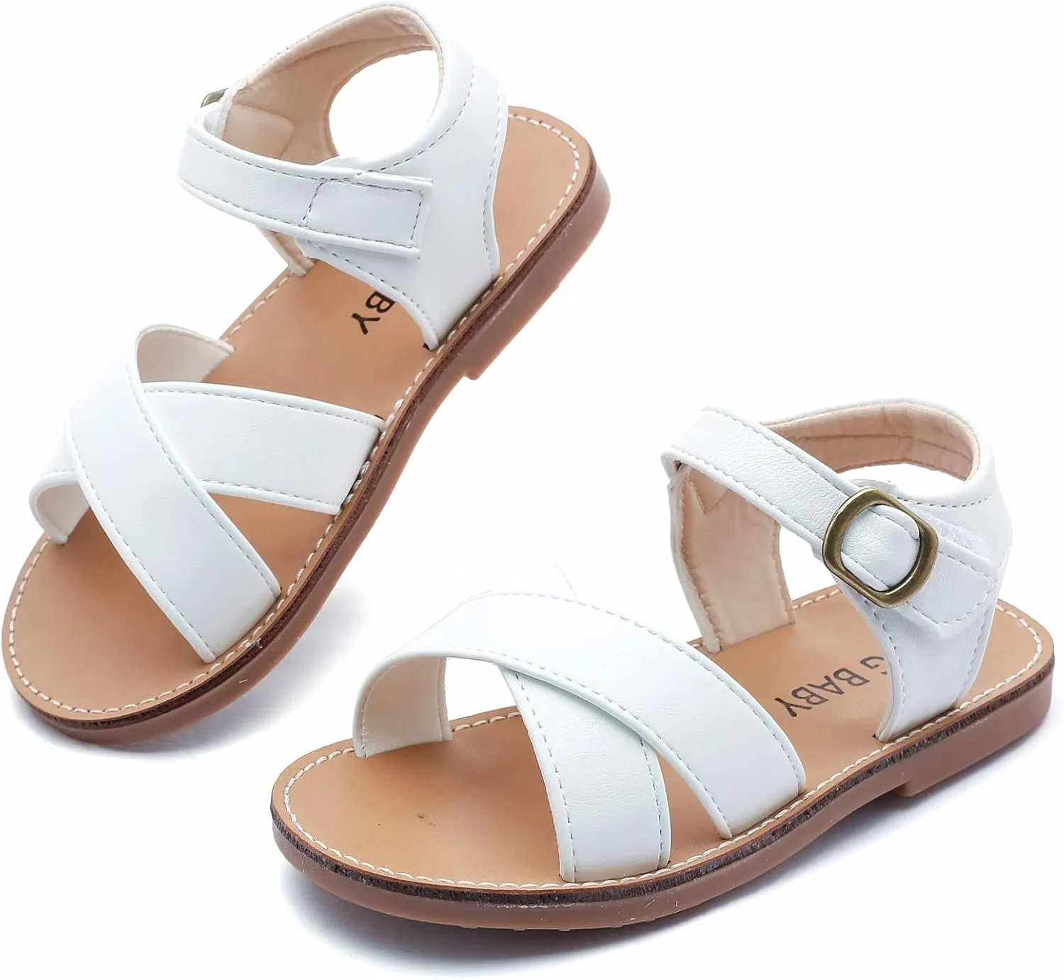 DADAWEN Girl's Summer Water Sandals Strappy Comfort Soft Flat Sandal (Toddler/Little Kid)