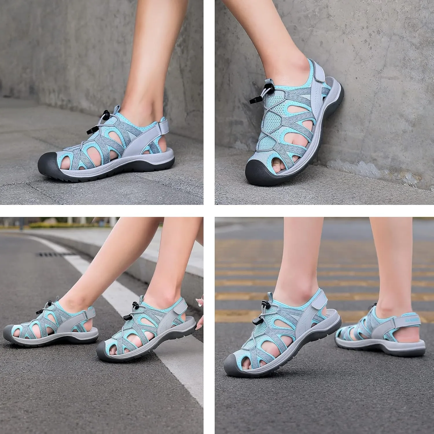Dannto Women's Sport Sandals Close Toe Mesh Hiking Outdoor Athletic Casual Walking Sandals Water Shoes