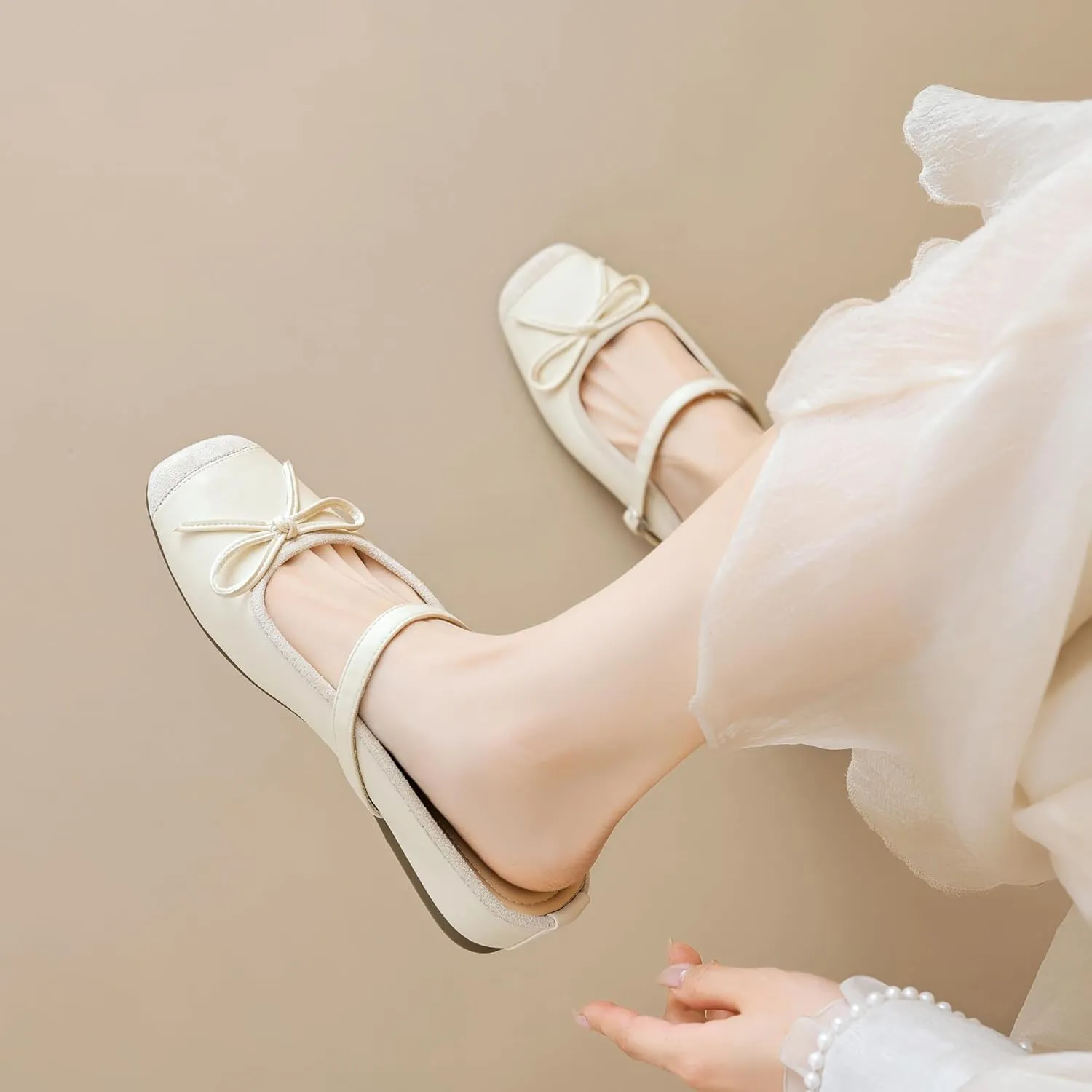 Dear Time Women's Comfortable Ballet Flats Slip-on Flats Office Work Shoes Low Wedge Arch Support Casual Shoes