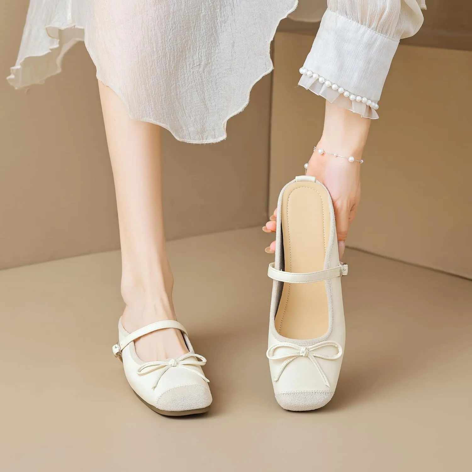 Dear Time Women's Comfortable Ballet Flats Slip-on Flats Office Work Shoes Low Wedge Arch Support Casual Shoes