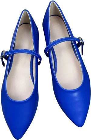 Dear Time Women's Pointed Toe Flats Mary Jane Shoes Adjustable Strap Ballets Vintage Office Work Comfortable Shoes