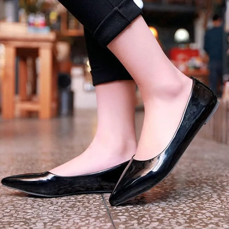 Dear Time Women's Pointy Toe Slip On Candy Color Comfortable Ballets Flats,PU Leather Brief Casual Wedding Flats for Party/Cosplay