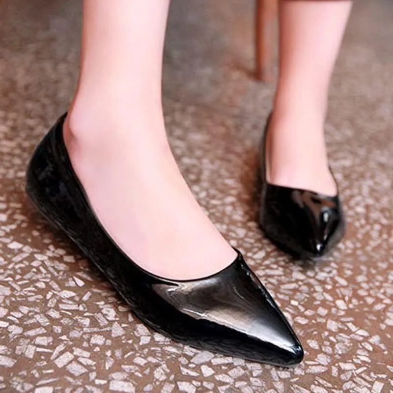 Dear Time Women's Pointy Toe Slip On Candy Color Comfortable Ballets Flats,PU Leather Brief Casual Wedding Flats for Party/Cosplay