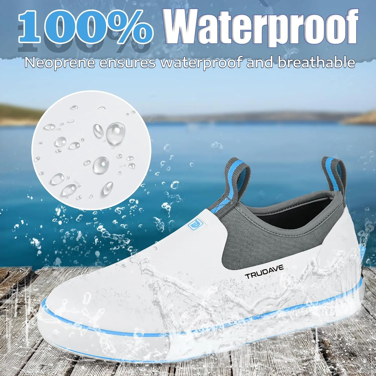 Deck Boots for Men, Waterproof Insulated Reliable Rain Boots Men, 4.5mm Neoprene Anti-Slip Mud Boots with High-Traction for Walking Work Fishing Gardening, Size 6-13