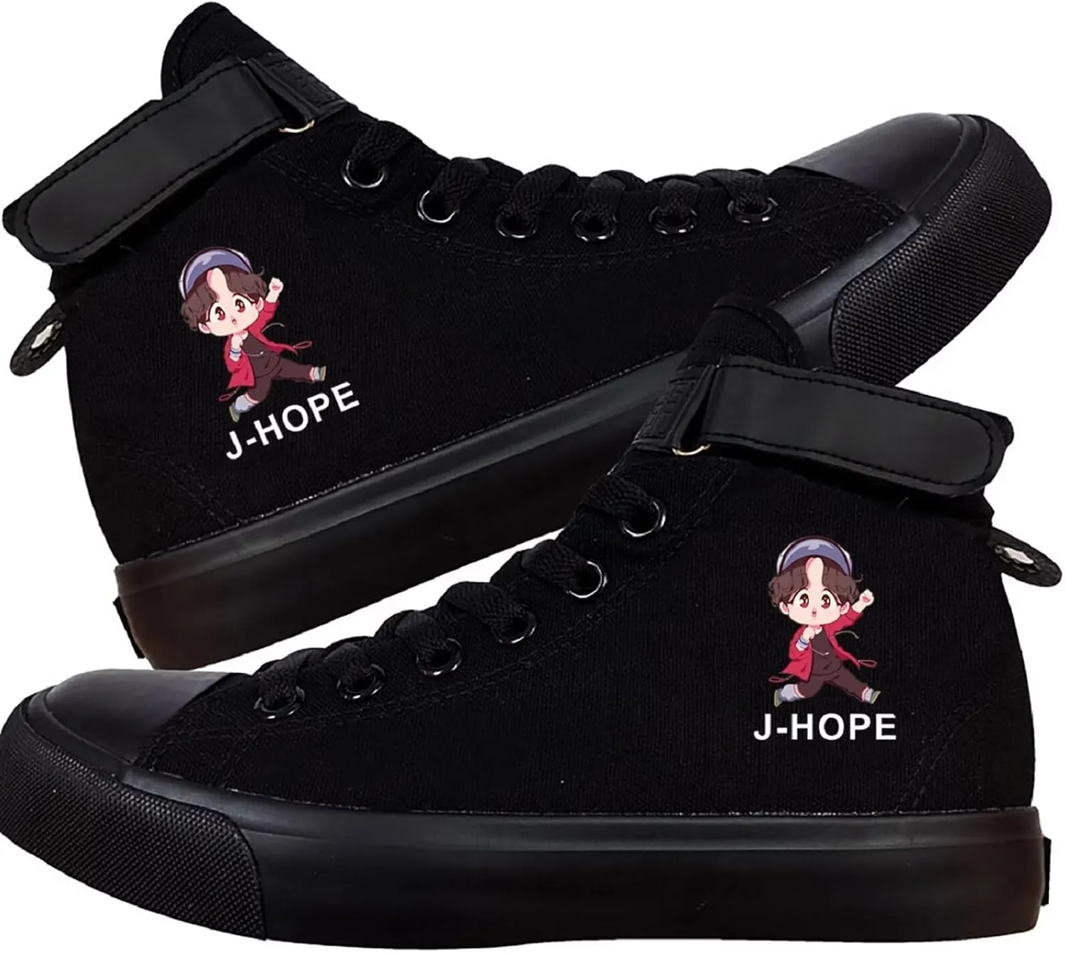 DHSPKN Kpop Idol Jungkook Shoes Jimin High Top Sneakers Cartoon Image J-Hope Rap Monster Jin SUGA V Signature Canvas Shoes