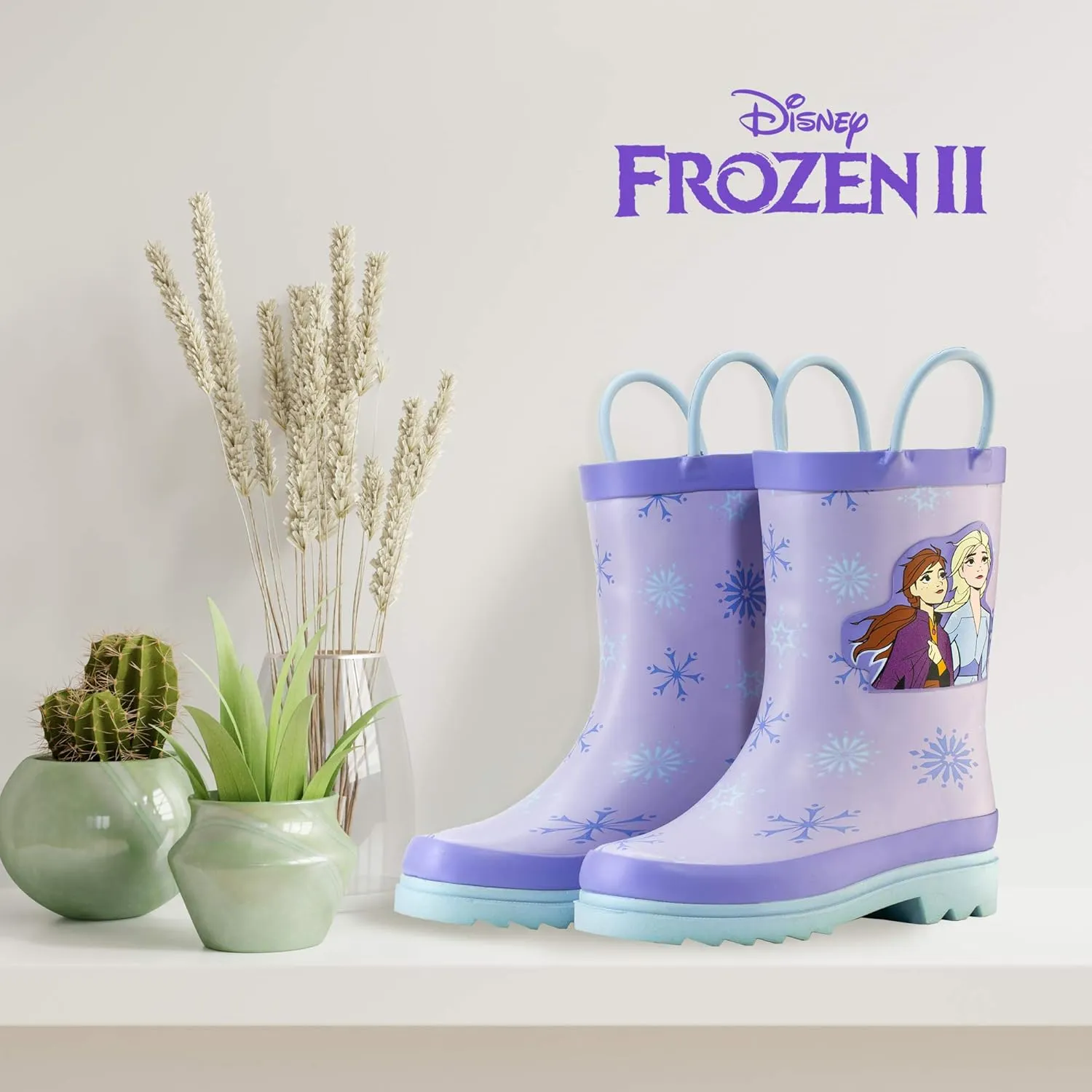 Disney Frozen Girls' Rain Boots – Waterproof Rubber Boots with Anna & Elsa Print (Toddler/Little Kids)