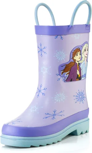 Disney Frozen Girls' Rain Boots – Waterproof Rubber Boots with Anna & Elsa Print (Toddler/Little Kids)