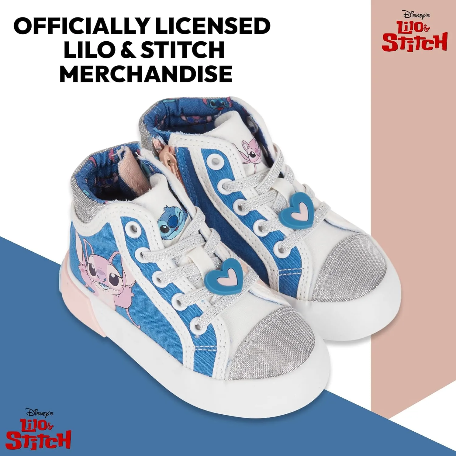 Disney Girls Lilo & Stitch Sneakers - Lilo and Stitch High Top Athletic Shoes - Lilo and Stitch High Top Lace Up Sneakers