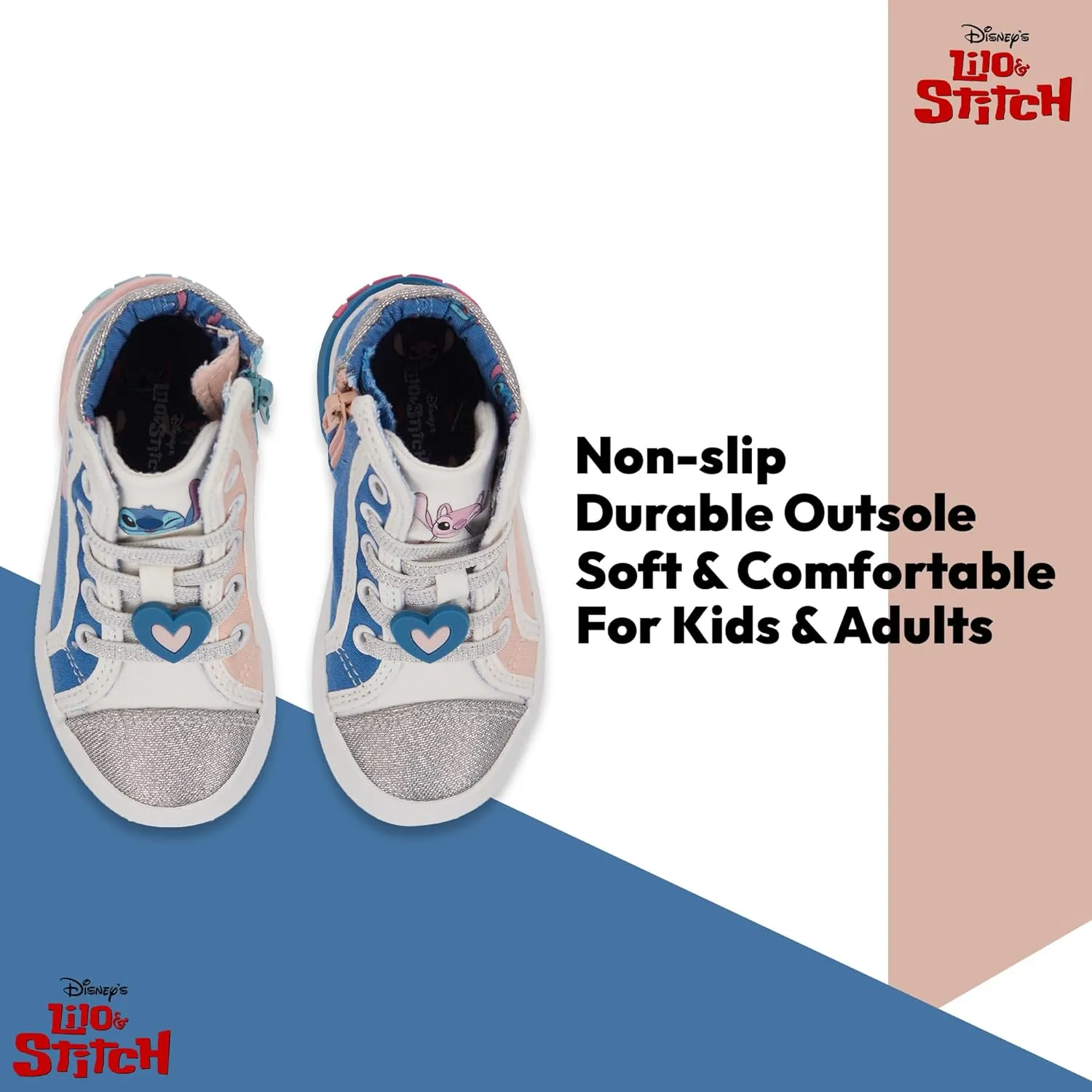Disney Girls Lilo & Stitch Sneakers - Lilo and Stitch High Top Athletic Shoes - Lilo and Stitch High Top Lace Up Sneakers