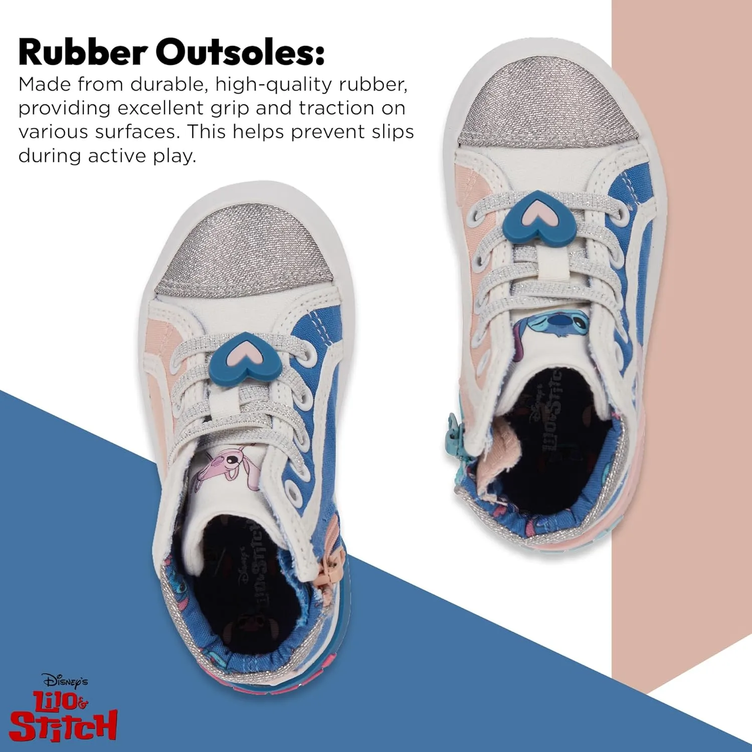 Disney Girls Lilo & Stitch Sneakers - Lilo and Stitch High Top Athletic Shoes - Lilo and Stitch High Top Lace Up Sneakers