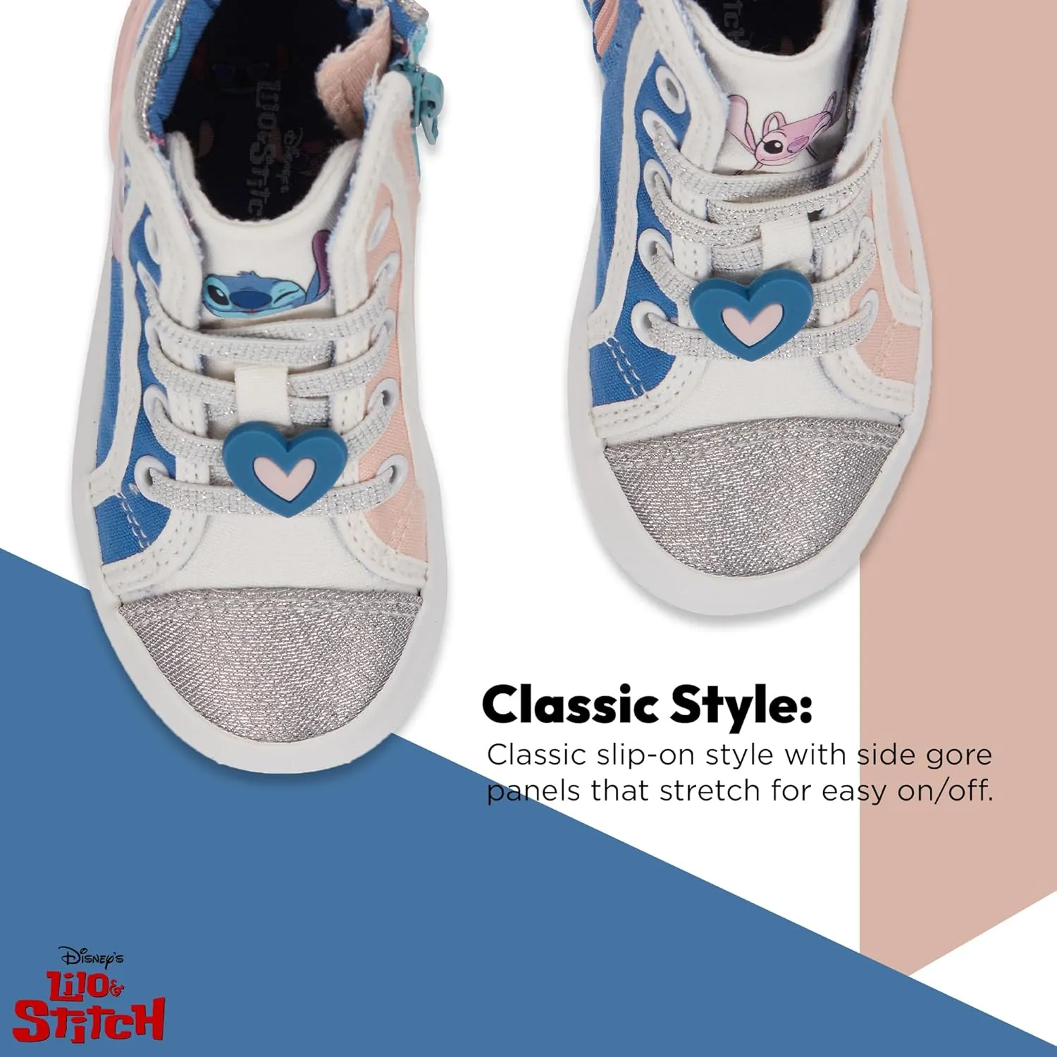 Disney Girls Lilo & Stitch Sneakers - Lilo and Stitch High Top Athletic Shoes - Lilo and Stitch High Top Lace Up Sneakers