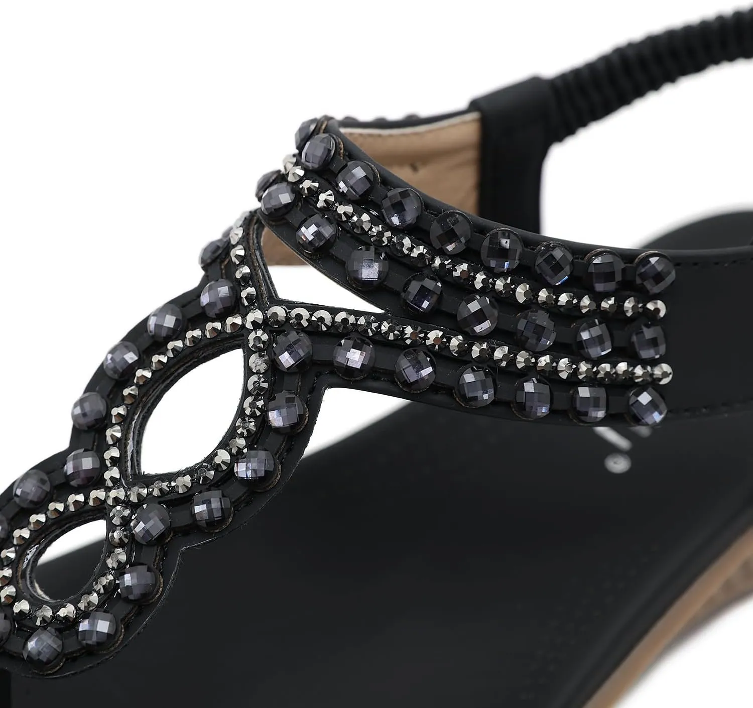 DKCHENH Womens Sandals Shoes Comfort Walking for Summer: Non Slip Casual Beach Shoes, Adorned with Ankle Elastic and Stunning Jeweled Bohemian Flats
