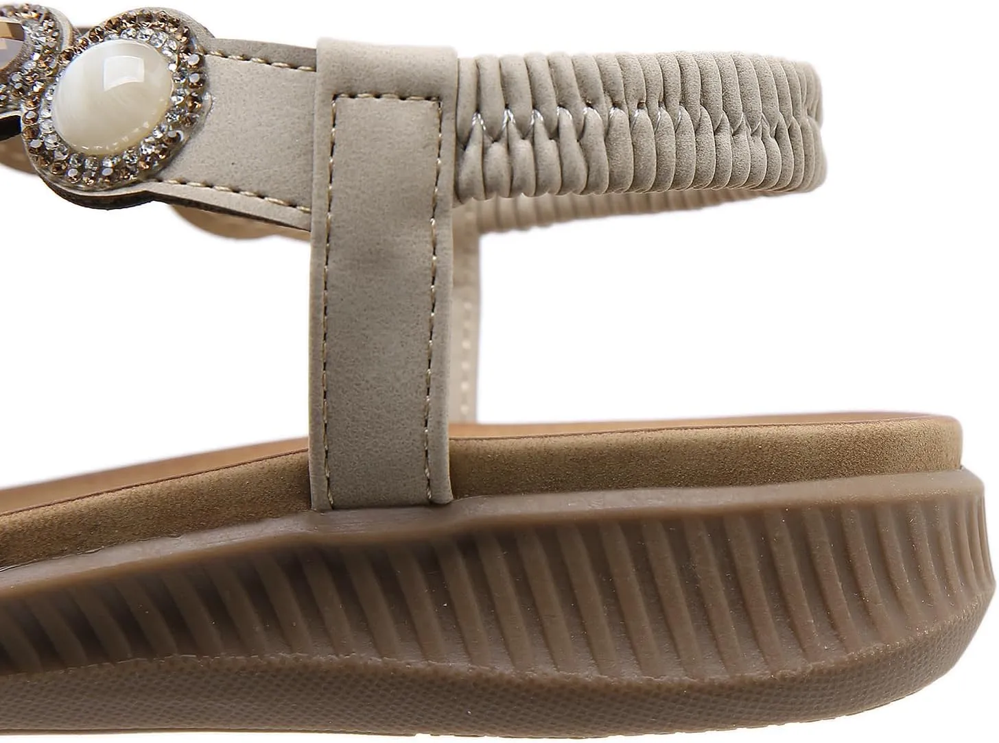 DKCHENH Womens Sandals Shoes Comfort Walking for Summer: Non Slip Casual Beach Shoes, Adorned with Ankle Elastic and Stunning Jeweled Bohemian Flats