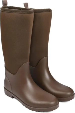 DKSUKO Women Rain Boots Waterproof,Rubber Tall Pull on Insulated Snow Mud Shoes