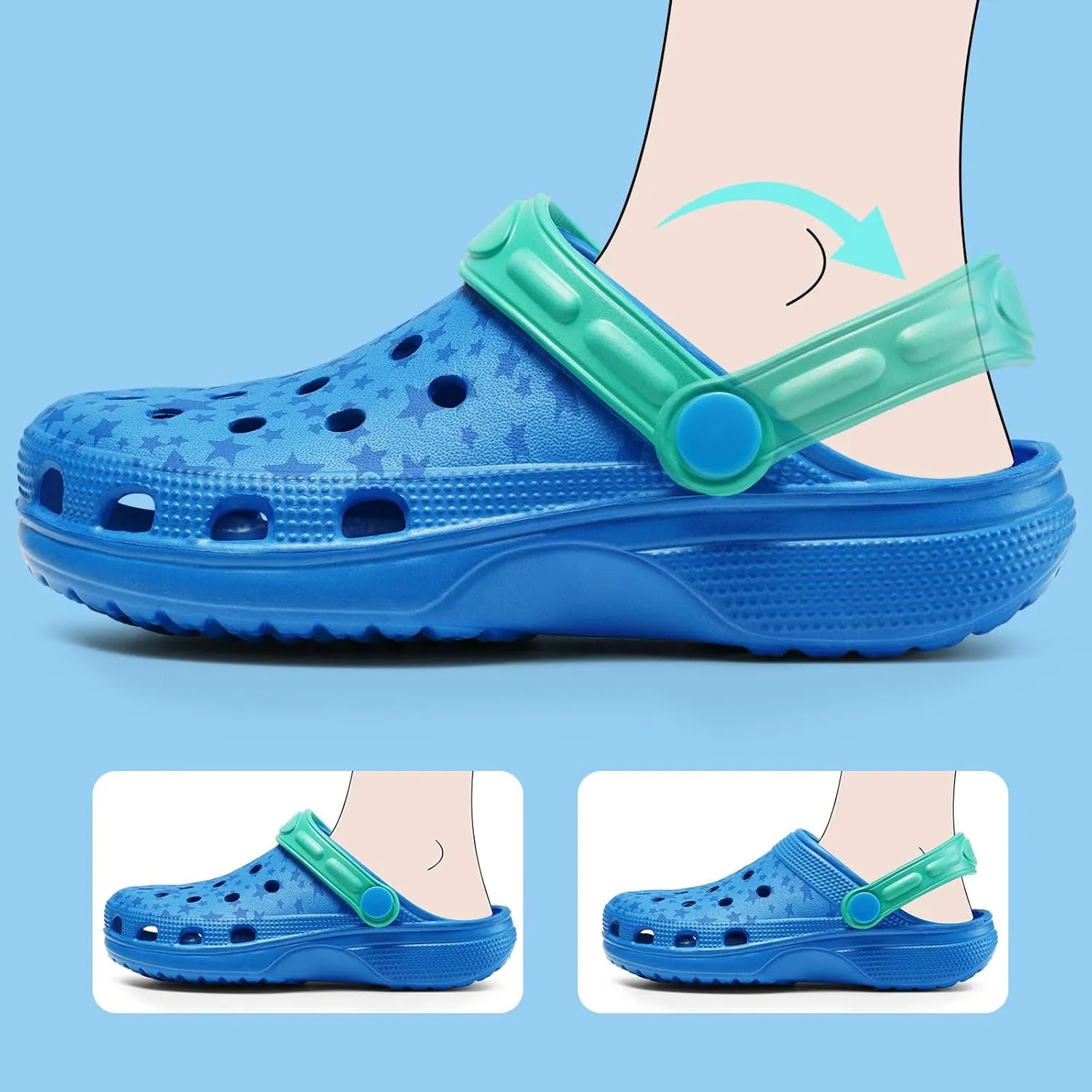 Dodow Kids Girls Clogs Garden Sandals Boys Classic Closed Toe Shoes Slides Toddler Slip on Water Shower Beach Pool Slippers