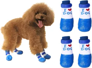 Dog Boots for Small Medium Dogs(4 PCs), Anti-Slip Waterproof Rubber Dogs Rain Boots, Dogs Shoes for Hot Pavemen, Paw Protector for Outdoor and Indoor