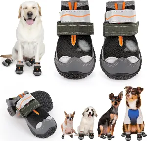 Dog Shoes for Large Small Medium Dogs, Dog Boots & Paw Protectors to Prevent Licking, Dog Booties with Reflective for Hiking, Summer Outdoor Hot Pavement, Winter Snow, Hardwood Floors Size 2