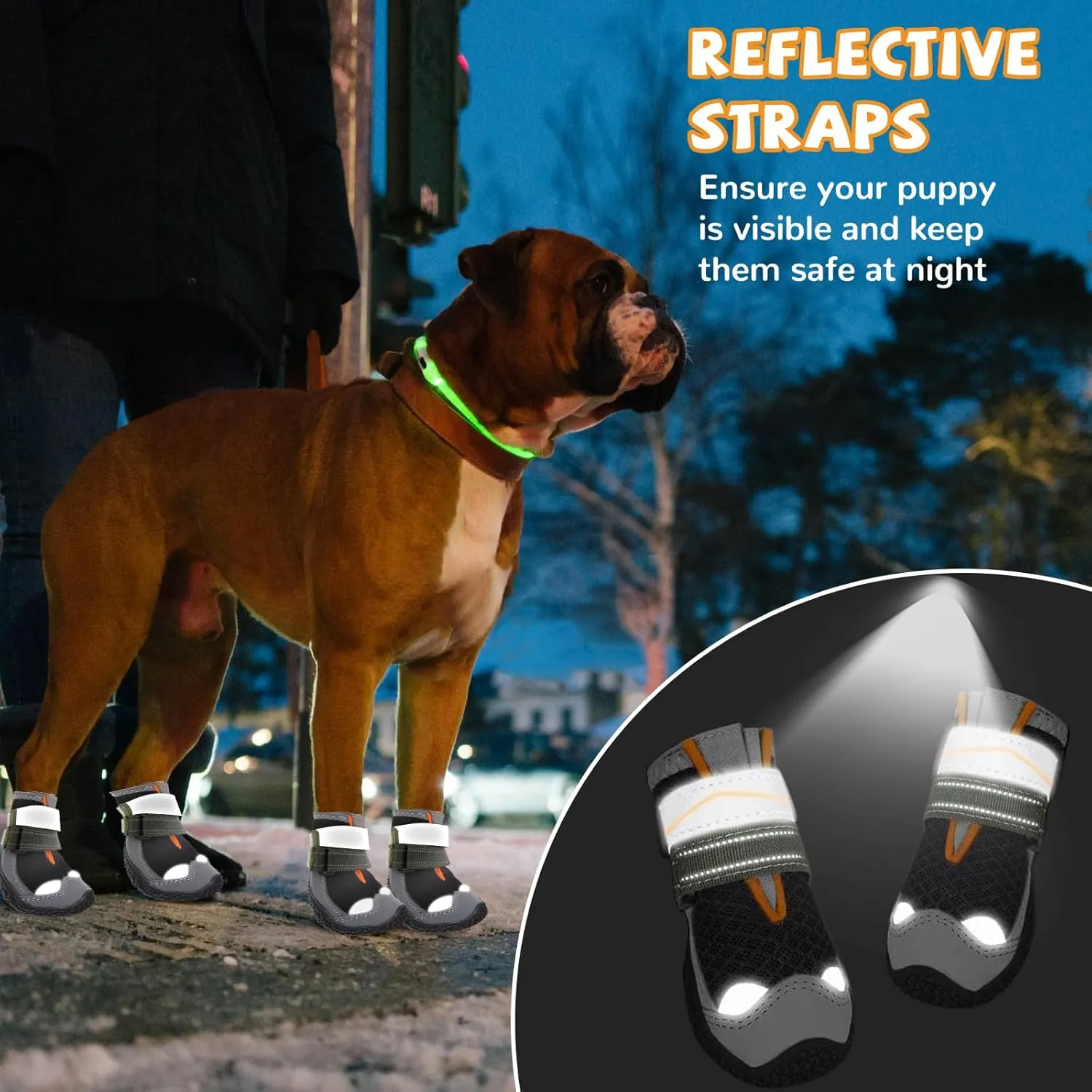 Dog Shoes for Large Small Medium Dogs, Dog Boots & Paw Protectors to Prevent Licking, Dog Booties with Reflective for Hiking, Summer Outdoor Hot Pavement, Winter Snow, Hardwood Floors Size 2
