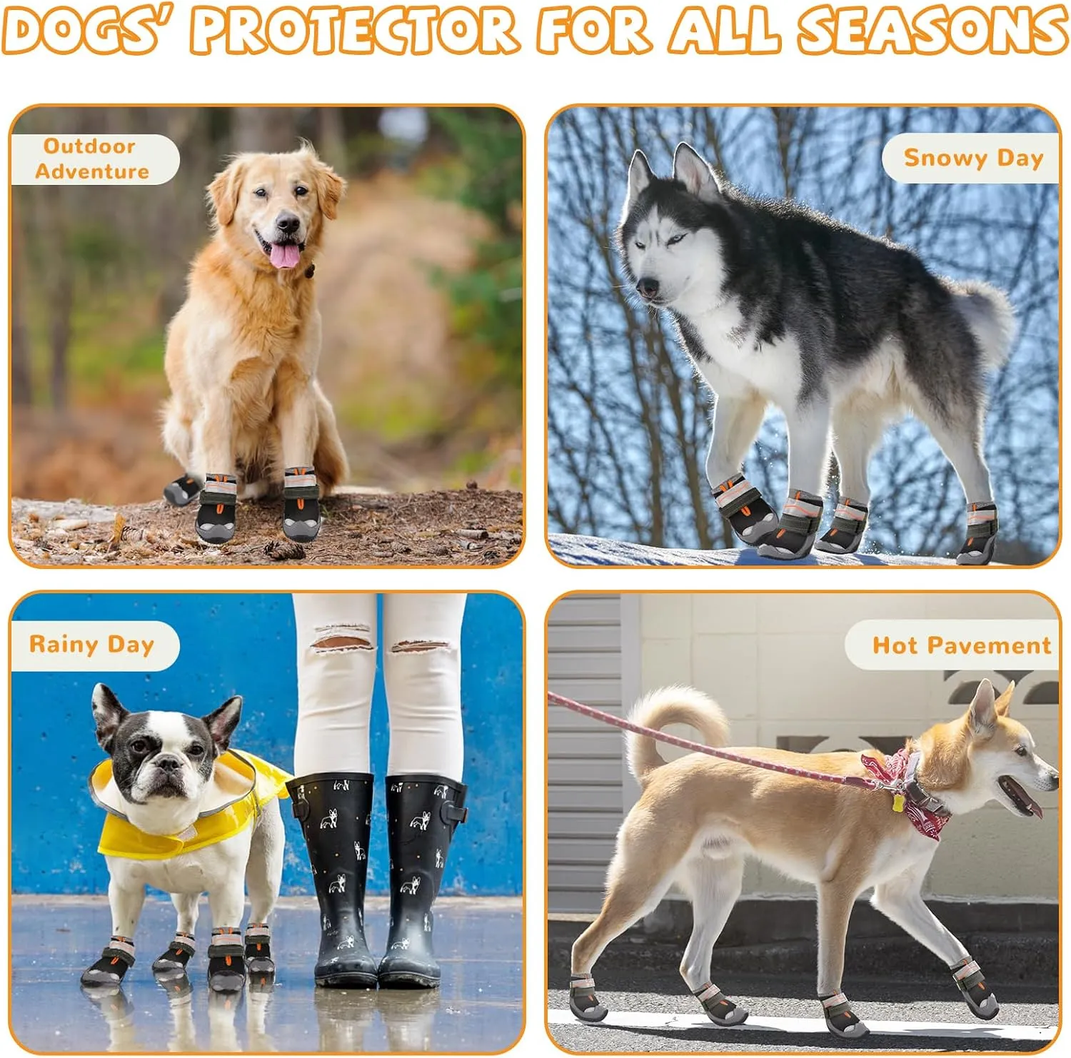 Dog Shoes for Large Small Medium Dogs, Dog Boots & Paw Protectors to Prevent Licking, Dog Booties with Reflective for Hiking, Summer Outdoor Hot Pavement, Winter Snow, Hardwood Floors Size 2