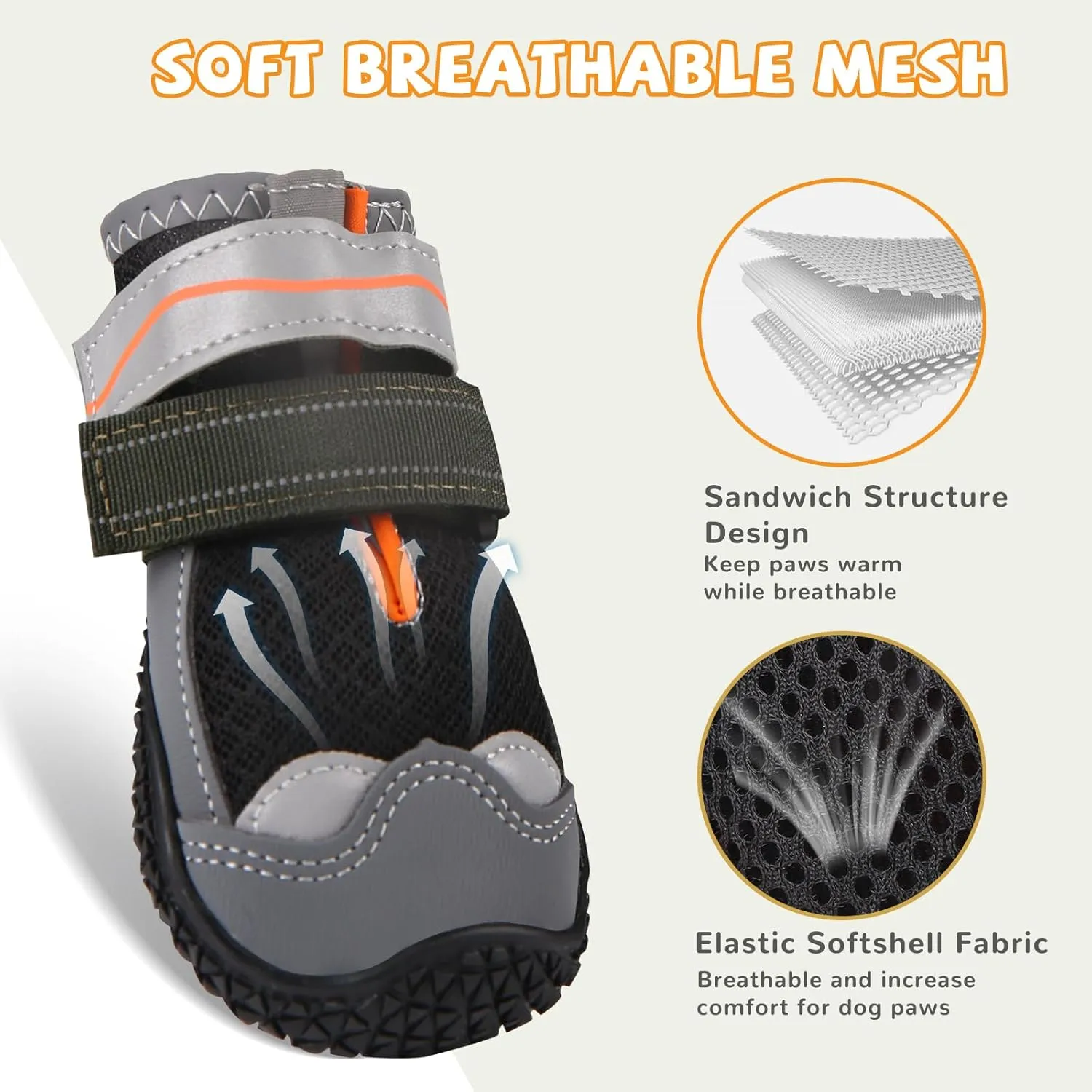 Dog Shoes for Large Small Medium Dogs, Dog Boots & Paw Protectors to Prevent Licking, Dog Booties with Reflective for Hiking, Summer Outdoor Hot Pavement, Winter Snow, Hardwood Floors Size 2