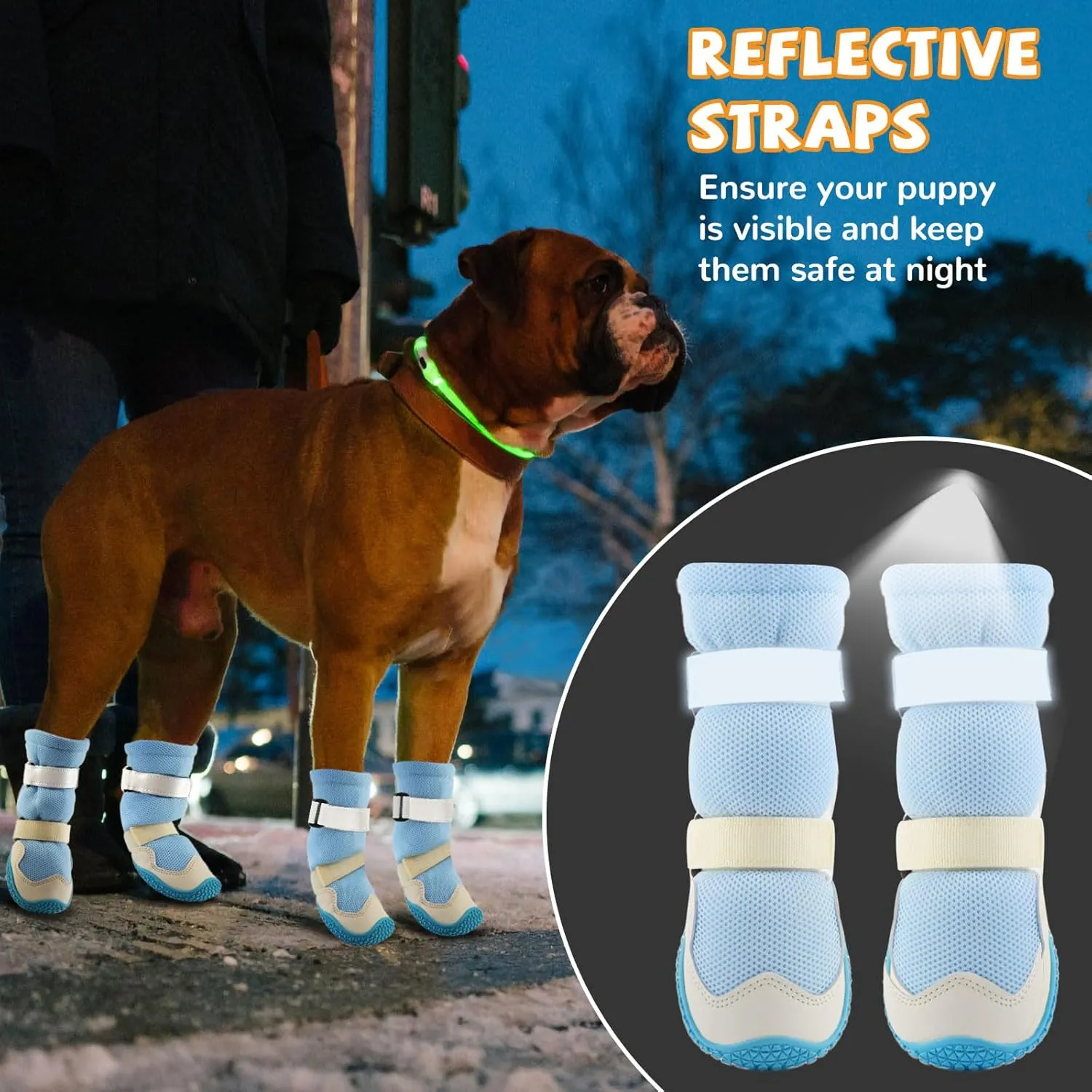 Dog Shoes for Medium Large Size Dogs, Breathable Dog Shoe for Hot Pavement, Dog Booties and Paw Protectors to Prevent Licking, Anti-Slip Dog Boots with Reflective for Summer, Hiking, Snow (Size 2)