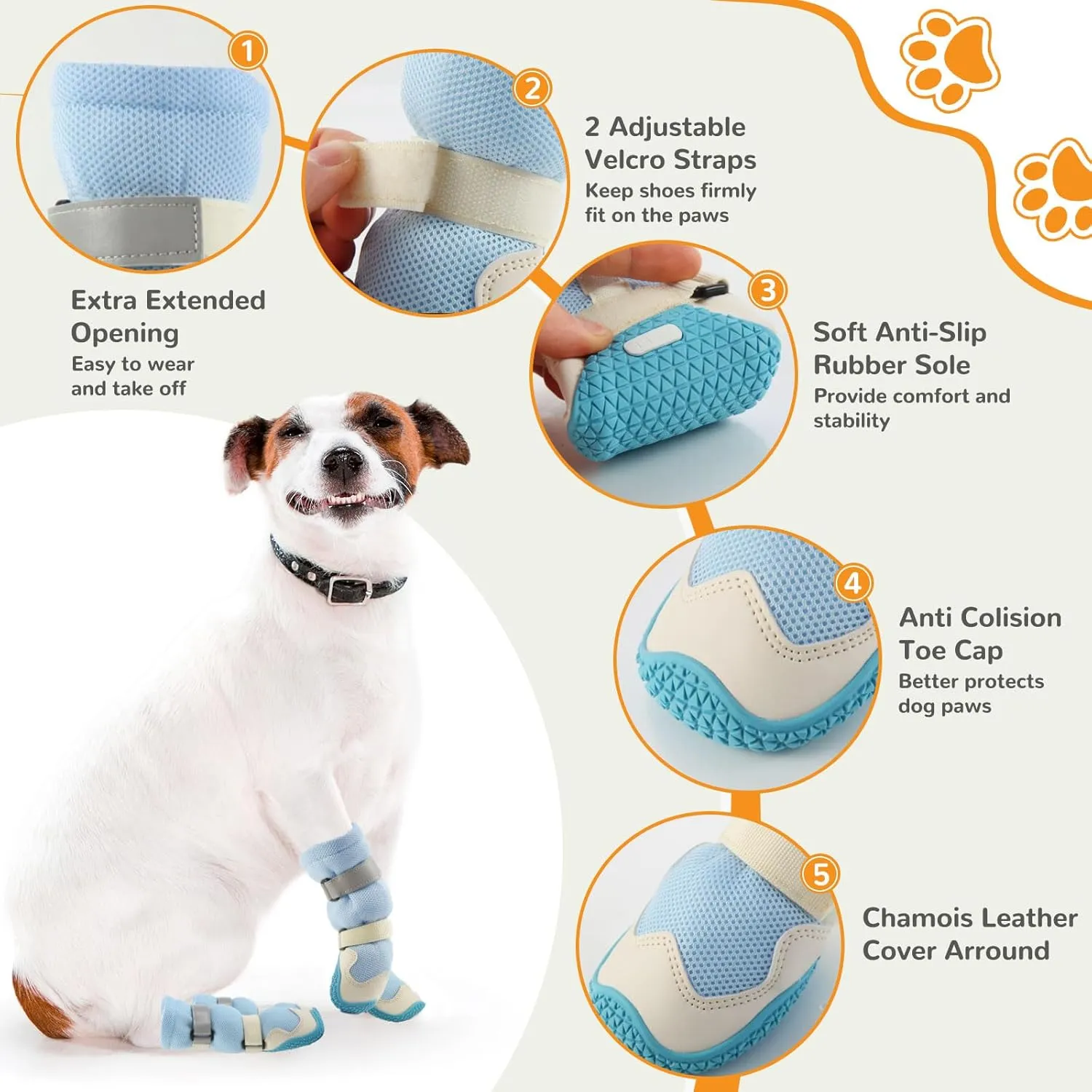 Dog Shoes for Medium Large Size Dogs, Breathable Dog Shoe for Hot Pavement, Dog Booties and Paw Protectors to Prevent Licking, Anti-Slip Dog Boots with Reflective for Summer, Hiking, Snow (Size 2)