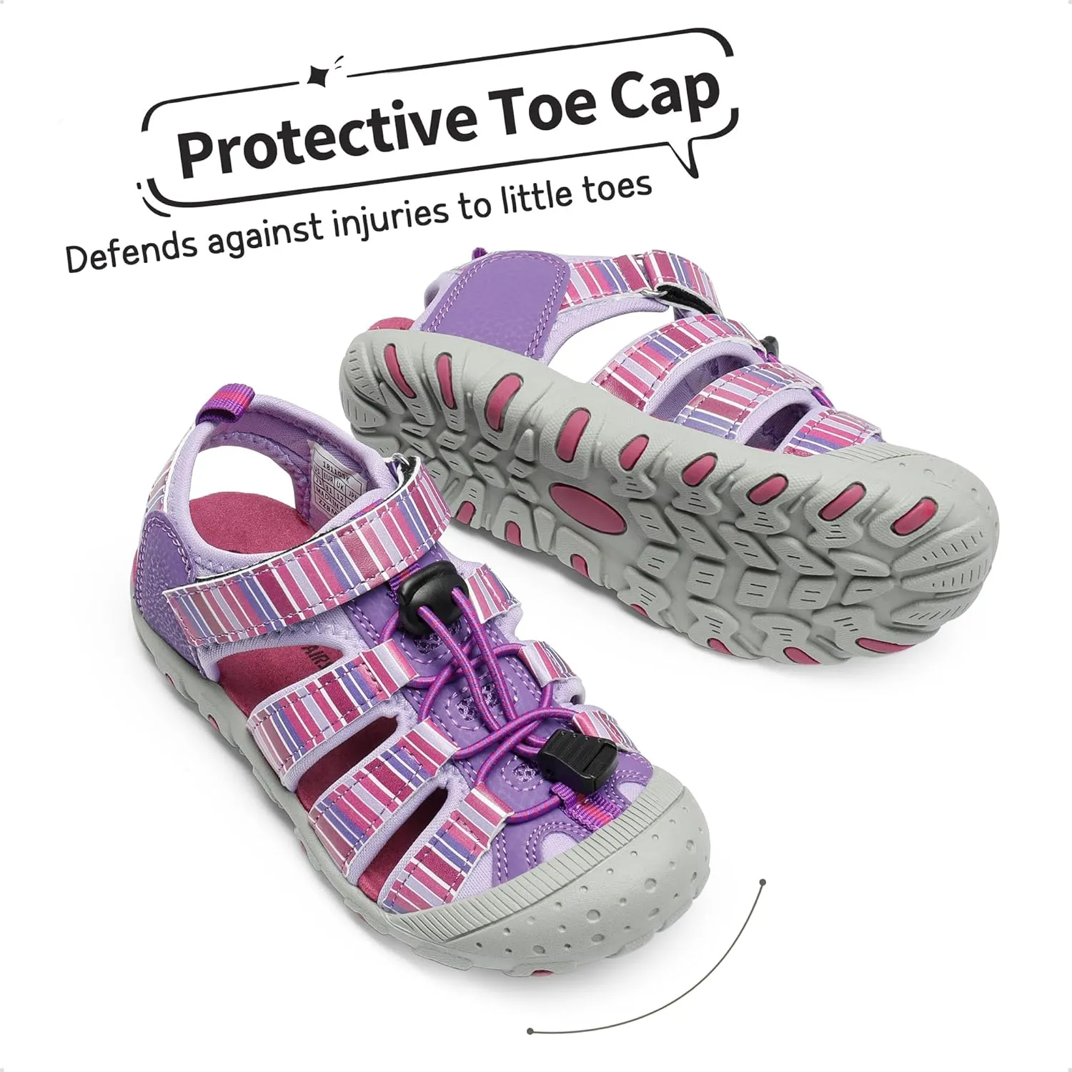 DREAM PAIRS Boys Girls Closed-Toe Outdoor Summer Sport Sandals for Little/Big Kid