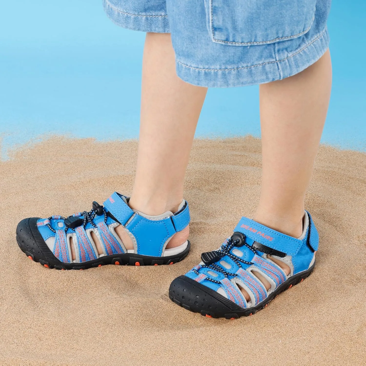 DREAM PAIRS Boys Girls Summer Outdoor Athletic Sport Sandals Hiking Beach Casual Closed Toe Adjustable Multicolor for Toddler/Little/Big Kids