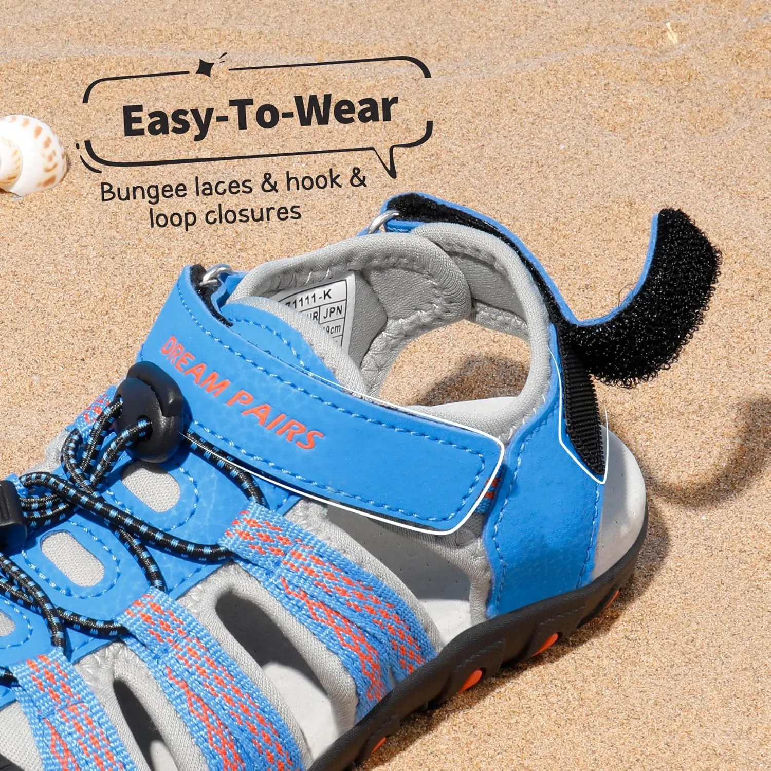 DREAM PAIRS Boys Girls Summer Outdoor Athletic Sport Sandals Hiking Beach Casual Closed Toe Adjustable Multicolor for Toddler/Little/Big Kids