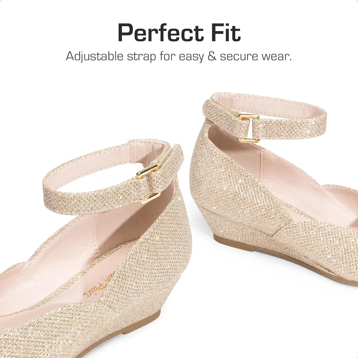DREAM PAIRS Girls Dress Shoes Low Wedge Heels Ankle Strap Wedding Flower Party Pump for Toddler Little Big Kid