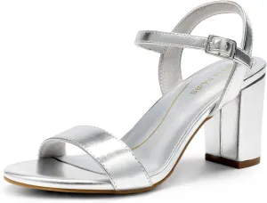 DREAM PAIRS Women's Chunky Heels Block Round Open Toe Ankle Strap Heel Fashion Wedding Party Comfort Dress Sandals Shoes