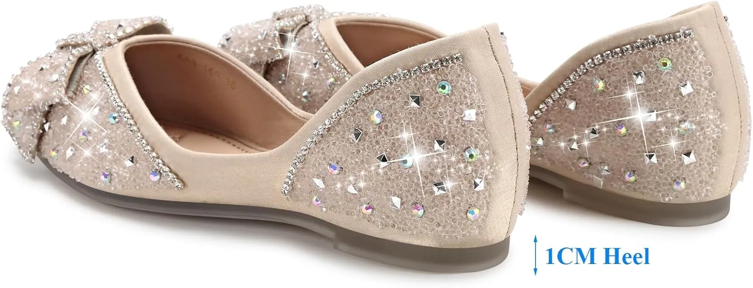 Dressy Flats Shoes for Women Comfortable Wedding Flats Rhinestone Fancy Ballet Flats Pointy Toe Flats