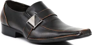Enzo Romeo Stone Men's Dress Loafers Elastic Slip on with Buckle Fashion Shoes Runs Half Size Big