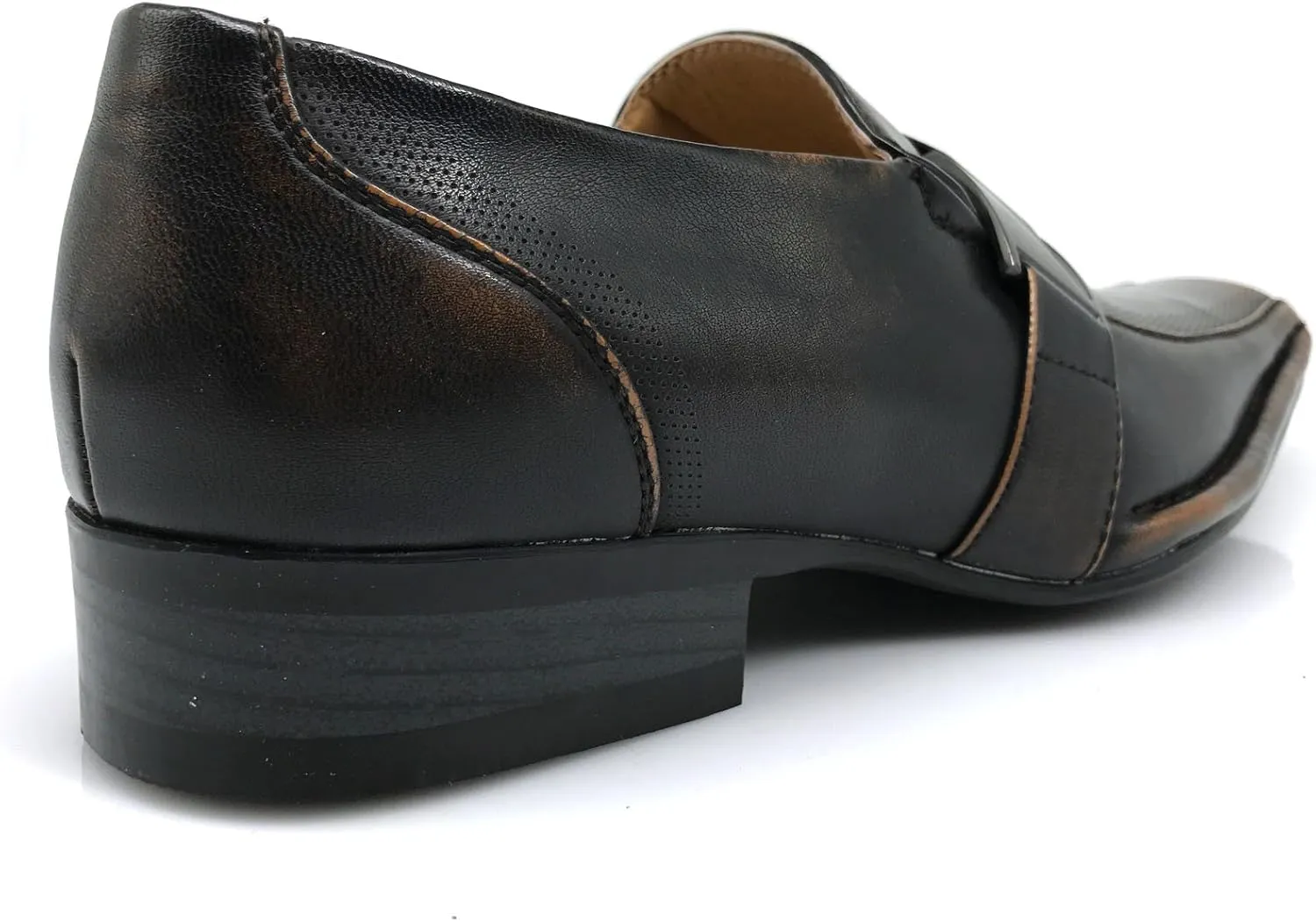 Enzo Romeo Stone Men's Dress Loafers Elastic Slip on with Buckle Fashion Shoes Runs Half Size Big