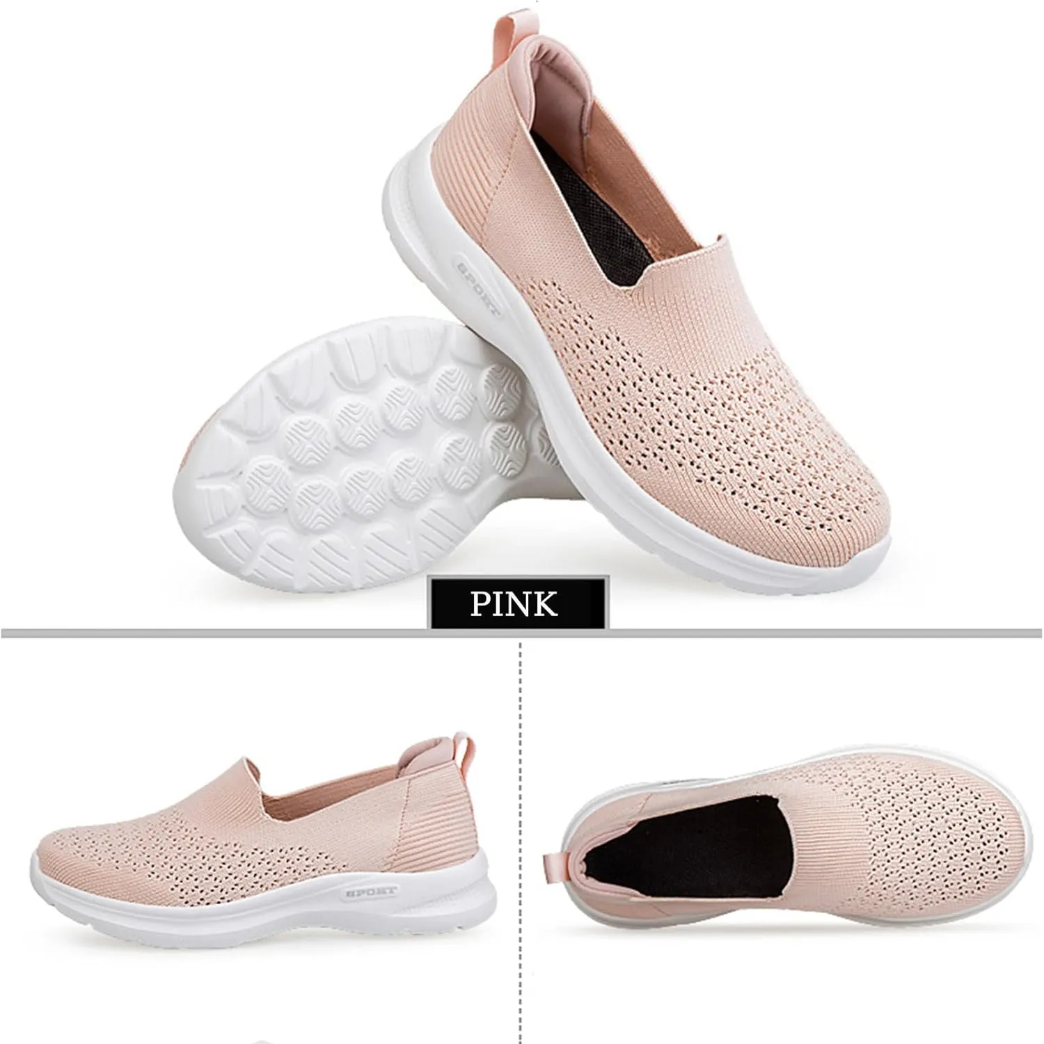 Ephirebra Women's Knitted Mesh Orthopedic Loafers Slip-On Lightweight Breathable Walking Shoes Outdoor Causal Sport Shoes