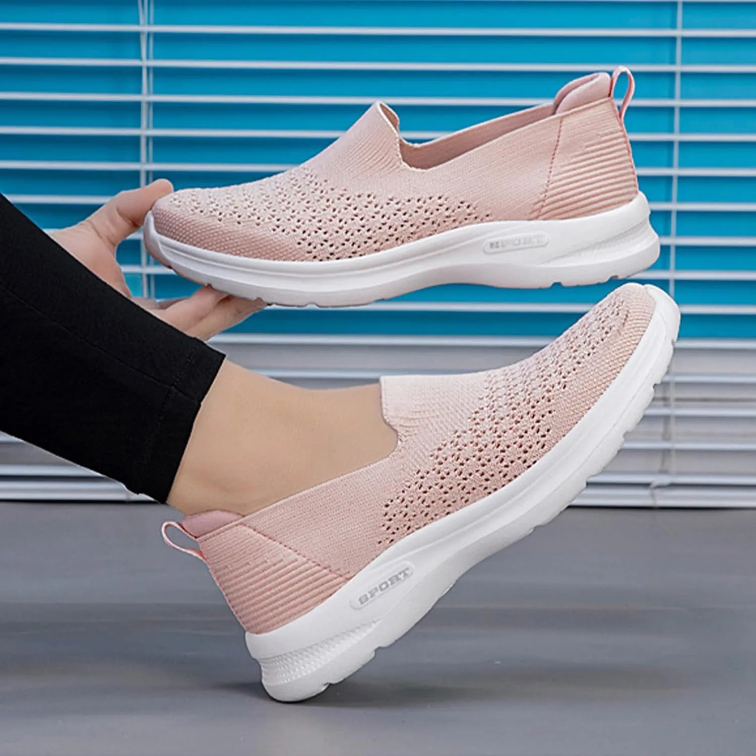 Ephirebra Women's Knitted Mesh Orthopedic Loafers Slip-On Lightweight Breathable Walking Shoes Outdoor Causal Sport Shoes