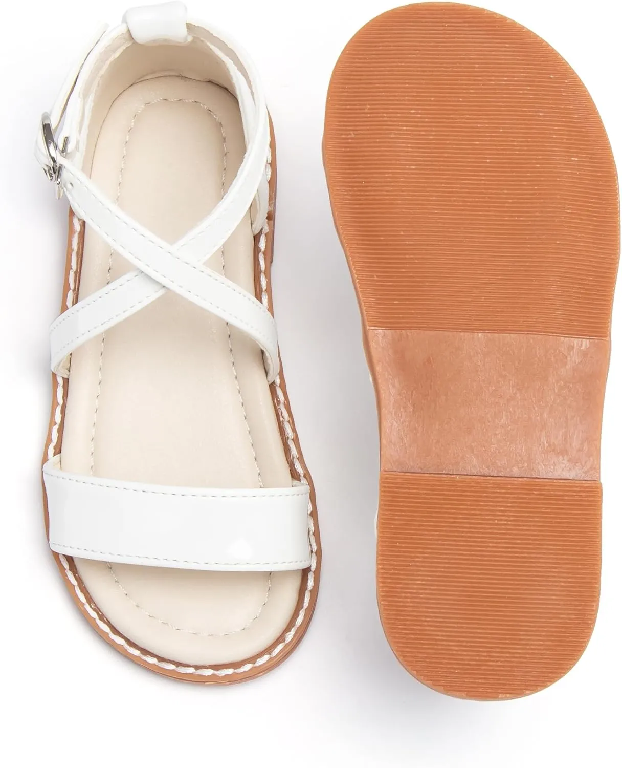 ESTINE Toddler/Little Kid Girls Dress Cross Strappy Open Toe Sandals Princess Flats Summer Flower Girl Shoes