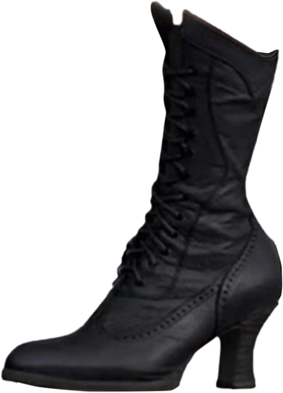 Fall Boots for Womens Vintage Victorian Lace up Ankle Boots Kitten Heel Witch Granny Booties Goth Halloween Costume Shoes