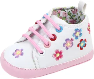 Fashion Kids High Top Sneakers Boys Girls Flower Print Soft Soled First Walking Shoes Crib Shoes Slip On Shoes