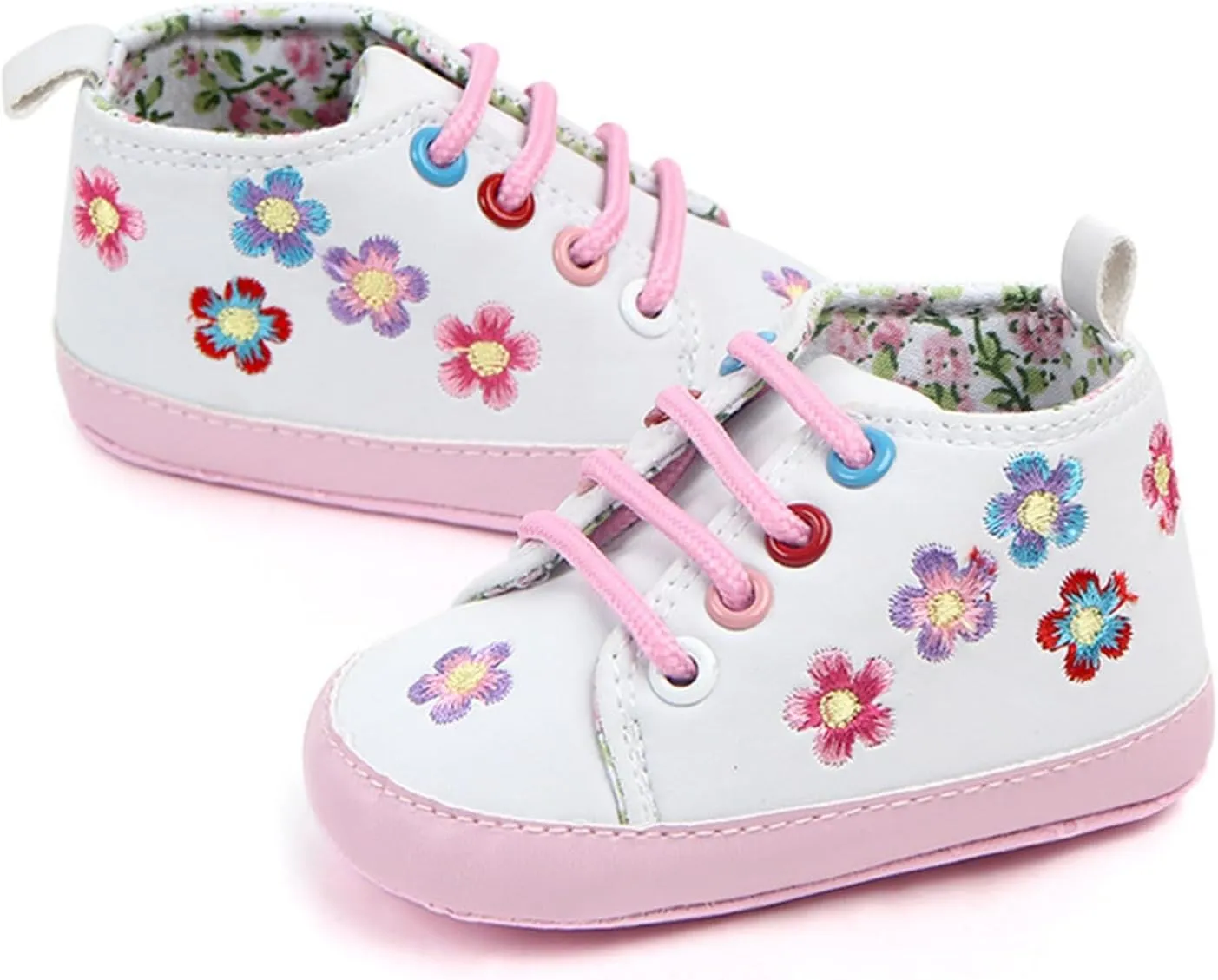 Fashion Kids High Top Sneakers Boys Girls Flower Print Soft Soled First Walking Shoes Crib Shoes Slip On Shoes